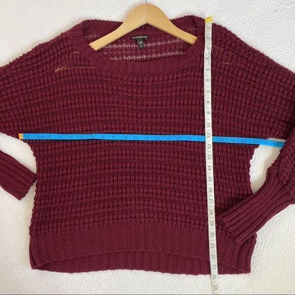 Express maroon slouchy cozy cropped sweater - Picture 4 of 5